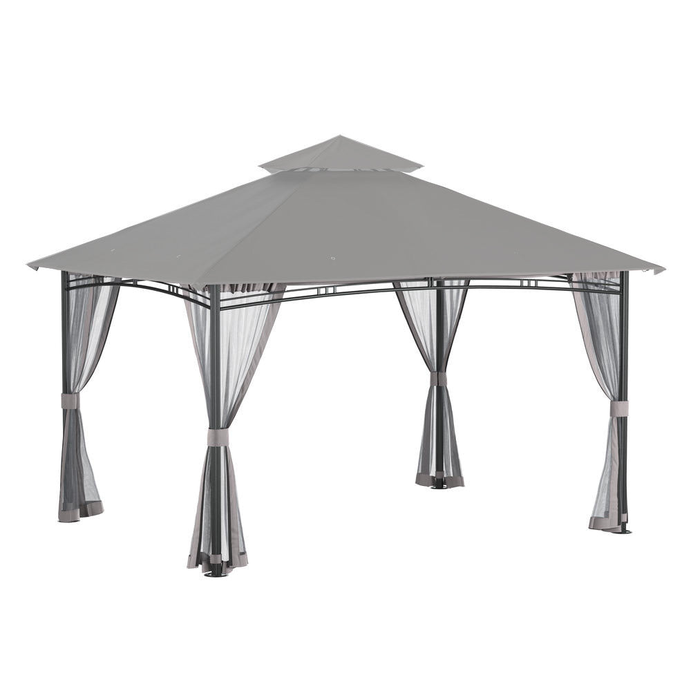 Replacement Canopy and Netting Set for Backyard Creations 13' x 10' Roof Style Gazebo - RipLock 350 - Slate Gray