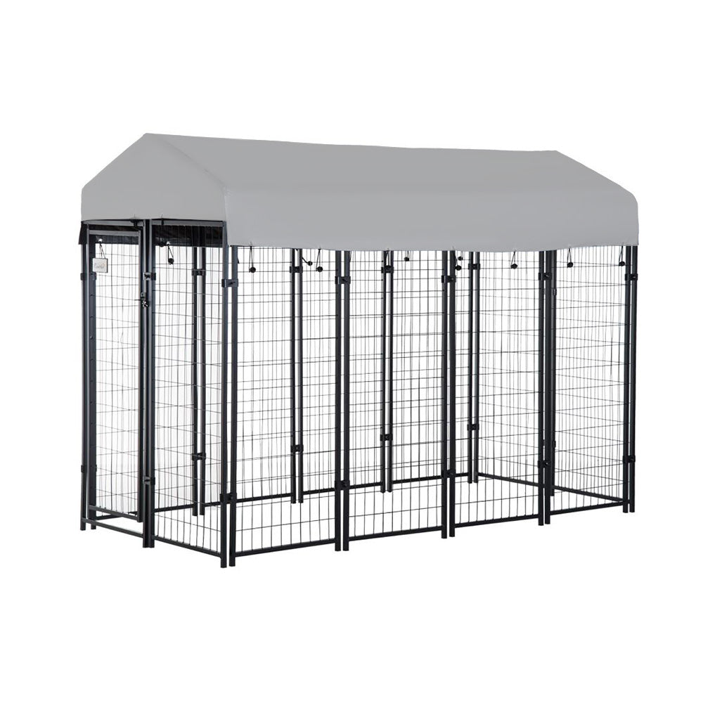 Replacement Canopy Cover for PawHut 8’ x 4’ x 6’ Pet Dog Kennel Playpen – RipLock 350 - Slate Gray