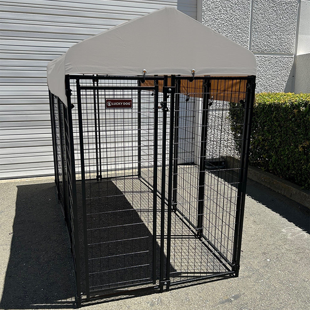 Replacement Canopy Cover for Lucky Dog 8’ x 4’ x 6’ Uptown Welded Pet Dog Kennel Playpen – RipLock 350 - Slate Gray