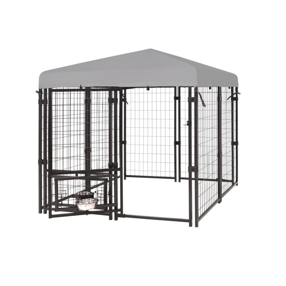 Replacement Canopy Cover for Veikous Mupater 4.5' x 4.5' x 4.8' Outdoor Dog Kennel Playpen – RipLock 350 - Slate Gray