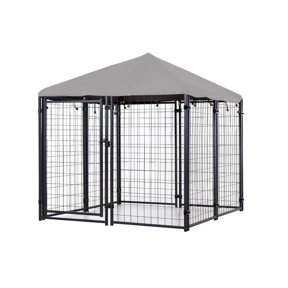 Replacement Canopy Cover for PawHut 5’x 5’ x 5’ Outdoor Dog Kennel Playpen – RipLock 350 - Slate Gray