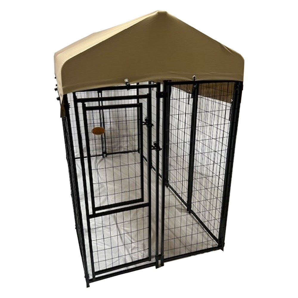 Replacement Canopy Cover for KennelMaster 4’ x 8’ x 6’ Welded Dog Kennel Playpen – RipLock 350 – Slate Gray