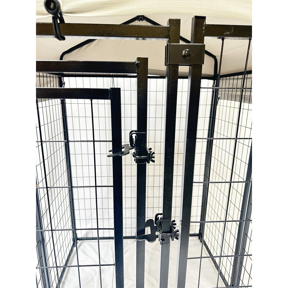 Replacement Canopy Cover for KennelMaster 4’ x 4’ x 6’ Welded Dog Kennel Playpen – RipLock 350 – Slate Gray