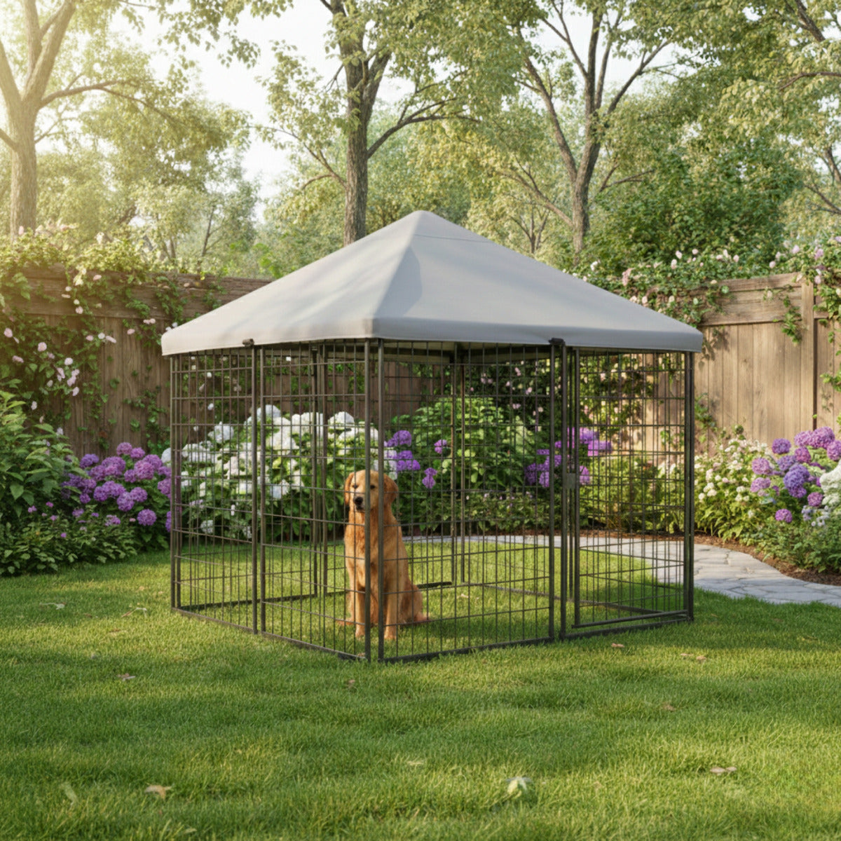 Replacement Canopy for Retriever HD4545 5’ x 4.5’ x 4.5’ Portable Pet Dog Kennel Playpen - Beige, RipLock 350