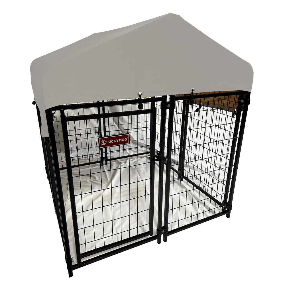 Replacement Canopy Cover for Lucky Dog 4’ Uptown Welded Outdoor Dog Kennel Playpen – RipLock 350 – Slate Gray