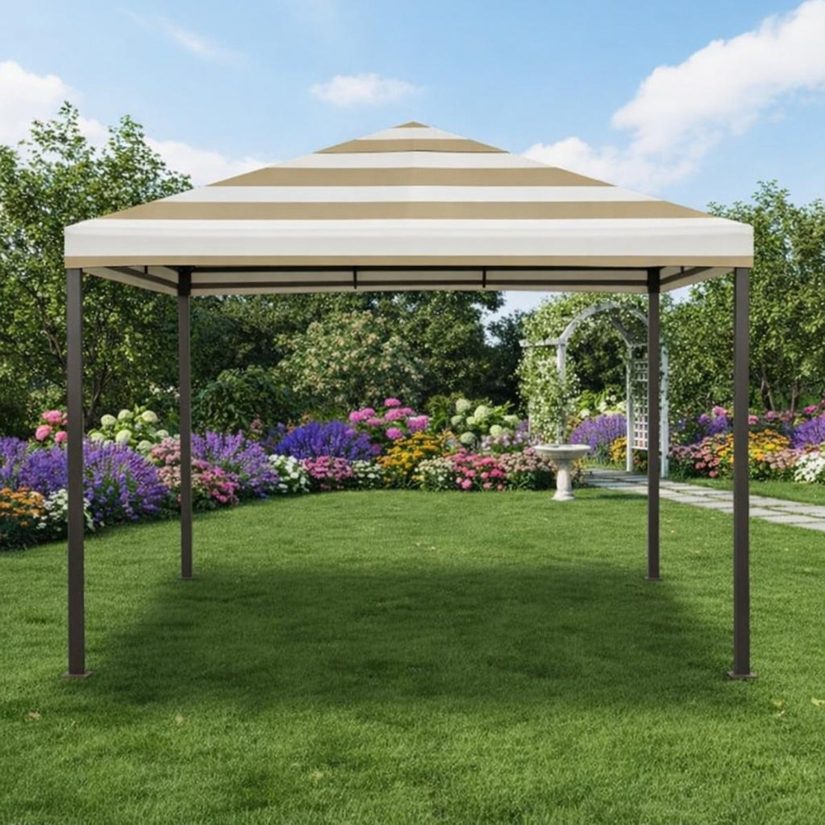 Universal 10’ x 10’ Single-Tier Gazebo Replacement Canopy - 350, Cabana Beige