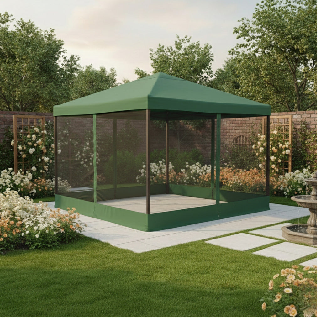 Universal 10’ x 10’ Single-Tier Gazebo Replacement Canopy and Netting Set - RipLock 350