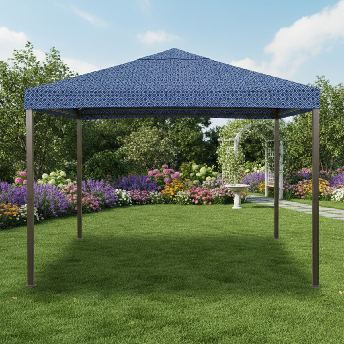 Universal 10’ x 10’ Single-Tier Gazebo Replacement Canopy - 350, Midnight Trellis