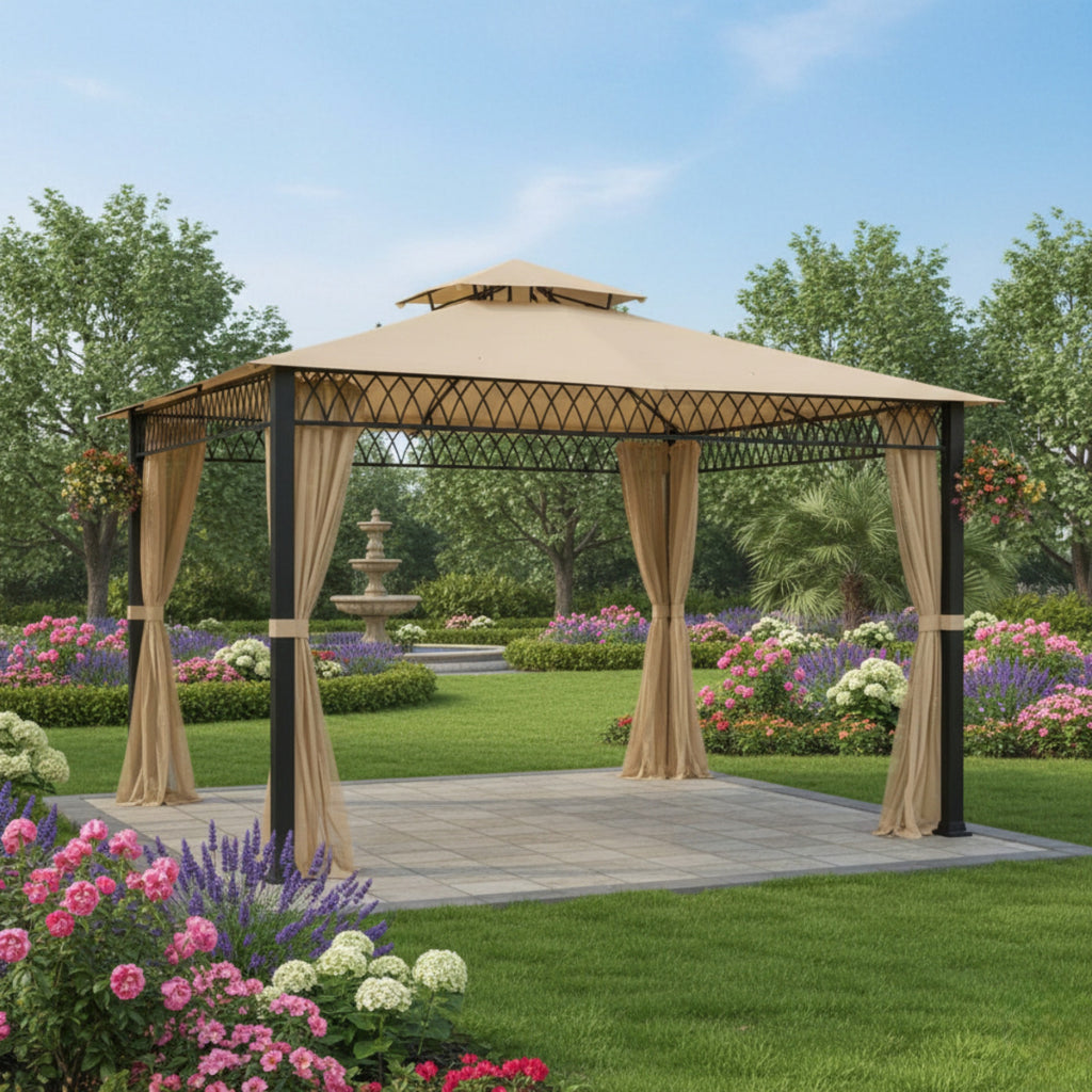 Replacement Canopy and Netting for Havenbury L-GZ081PST 10' x 10' Gazebo - Beige, RipLock 350