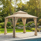 Replacement Canopy and Netting Set for Madaga L-GZ136PST 10' x 10' Gazebo - Beige, RipLock 350