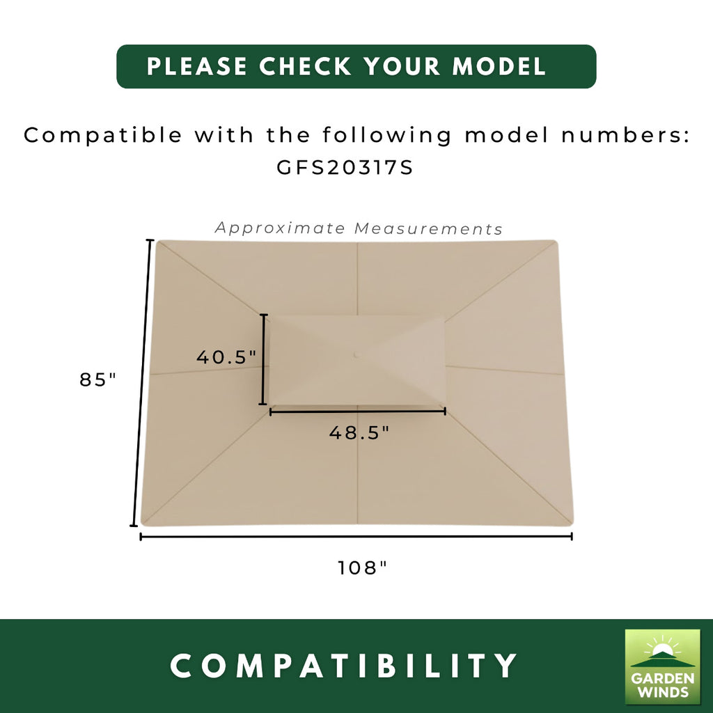 Replacement Canopy and Netting Set for Bay Window L-GZ120PST-2 10' x 12' Gazebo - Beige, RipLock 350