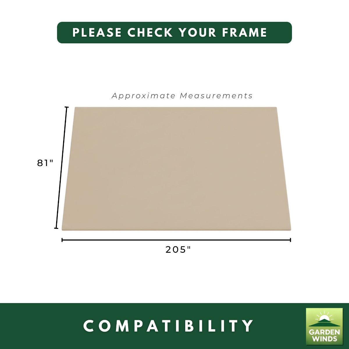 Universal 205" x 81" Pergola Shade Replacement Canopy I - 350