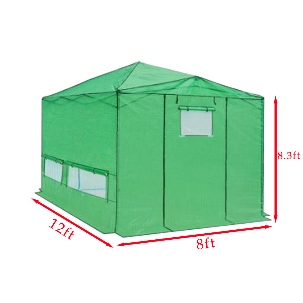 Replacement Cover for Eagle Peak 12' x 8' Portable Walk In Instant Pop Up Greenhouse - PE Fabric - Green