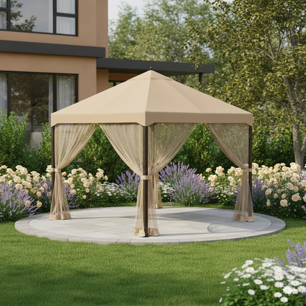 Replacement Canopy and Netting Set for S-1210GZ 10' x 12' Gazebo - Beige, RipLock 350