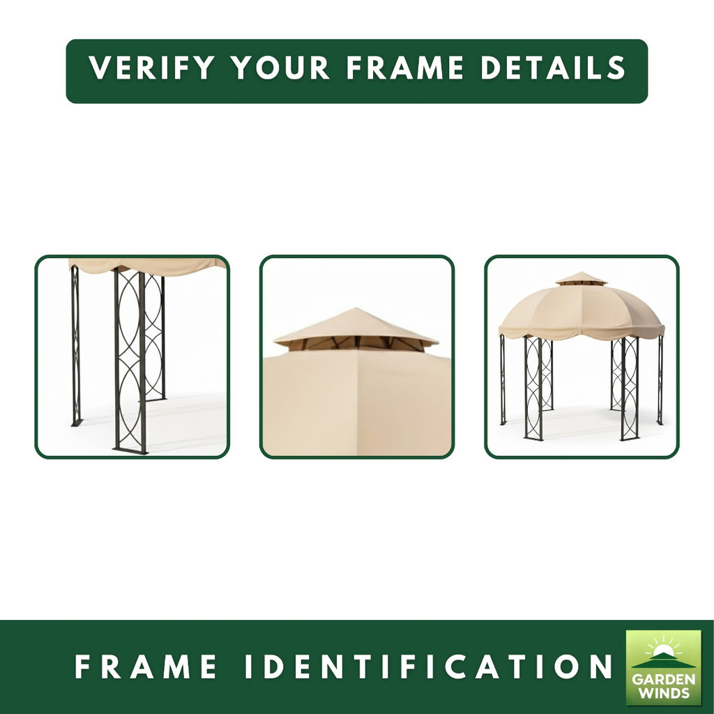 Replacement Canopy and Netting Set for Garden Treasures S-GZ1D 12' Gazebo - Beige, RipLock 350