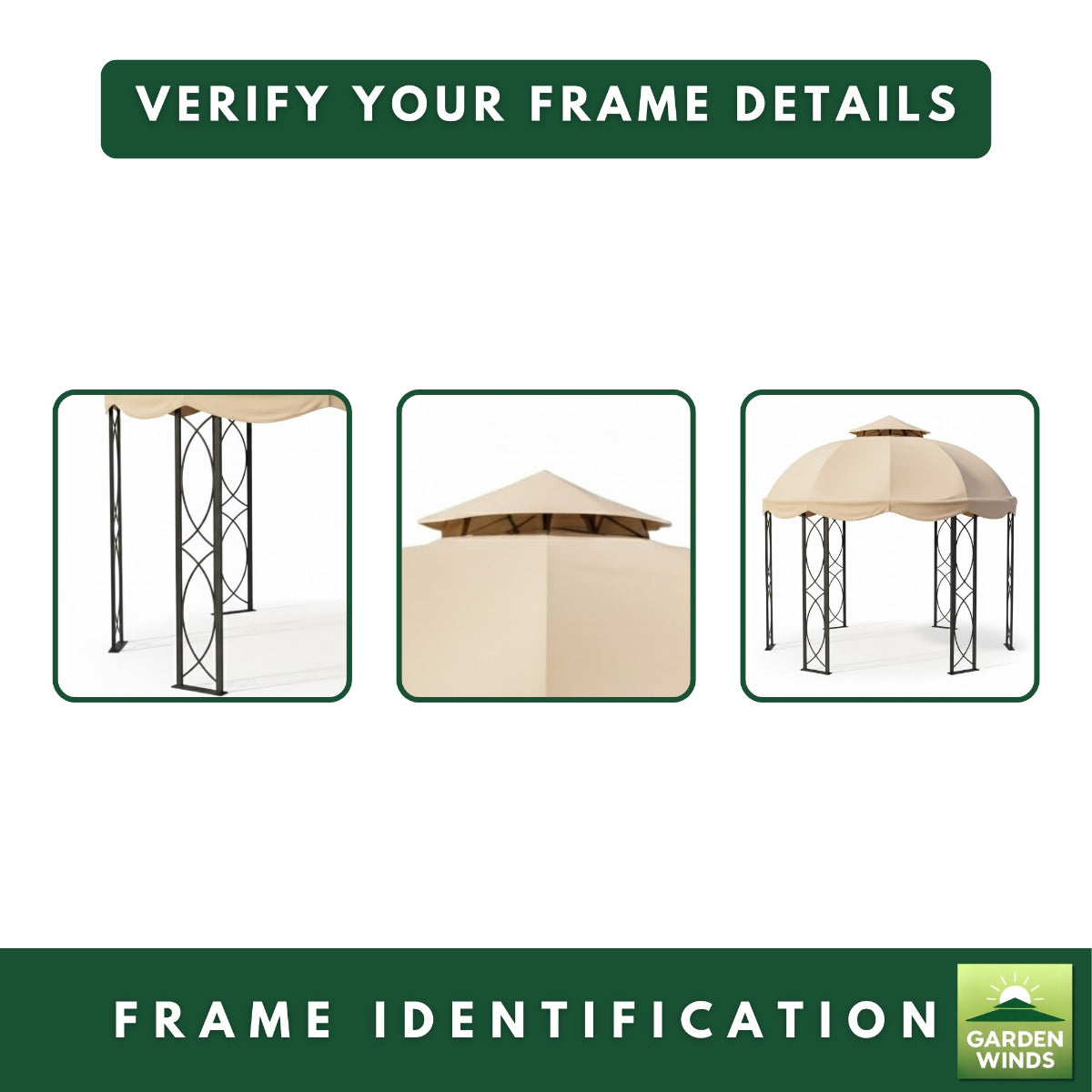 Replacement Canopy and Netting Set for Garden Treasures S-GZ1D 12' Gazebo - Beige, RipLock 350