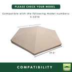 Replacement Canopy and Netting Set for Garden Treasures S-GZ1D 12' Gazebo - Beige, RipLock 350