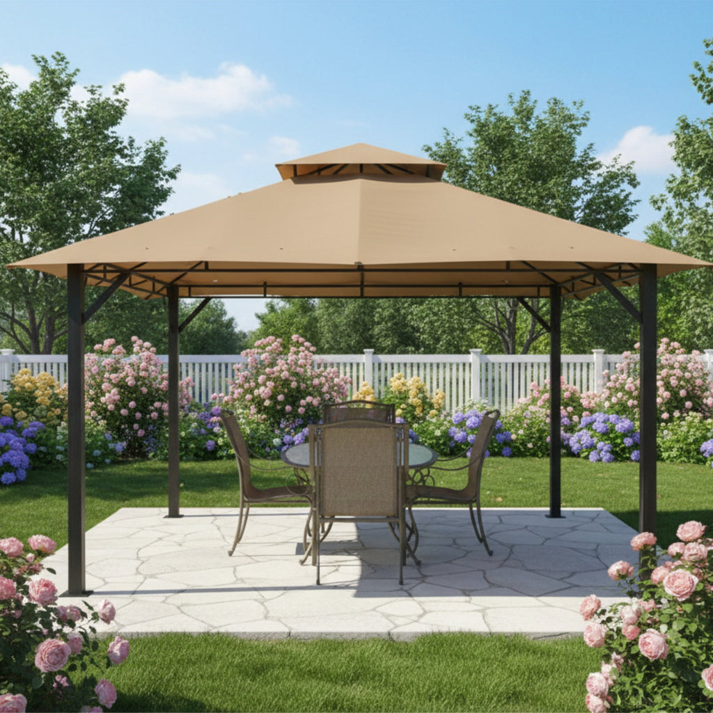Replacement Canopy for Square S05376 14' x 14' Gazebo - Beige, RipLock 350