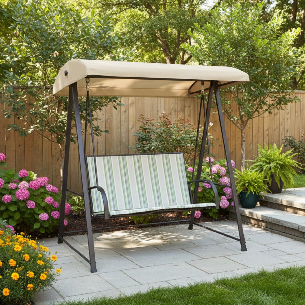 Replacement Canopy for Mainstays Striped S80A45 2 Person Swing - Beige, 350