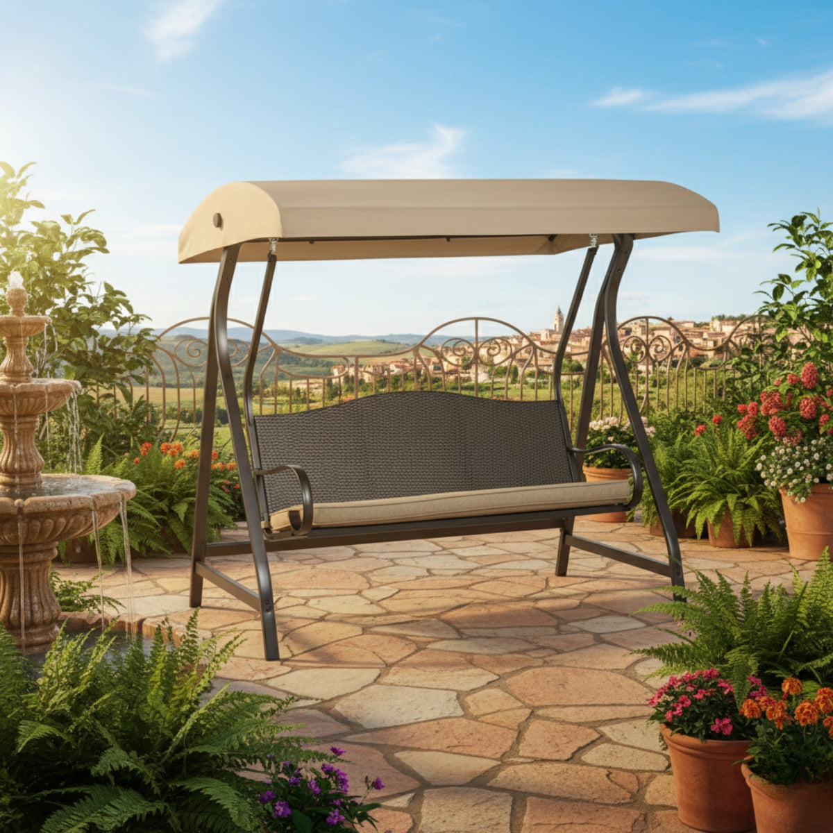 Replacement Canopy for GT Wicker GCS00229C Swing - Beige, RipLock 350