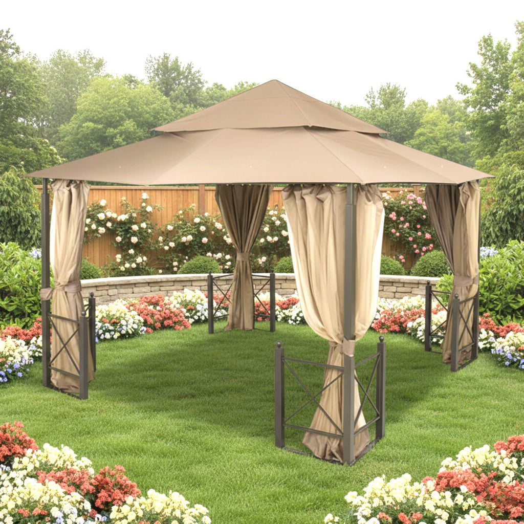 Replacement Canopy and Netting Set for Harbor GFS01250B 12' x 12' Gazebo - Beige, RipLock 350