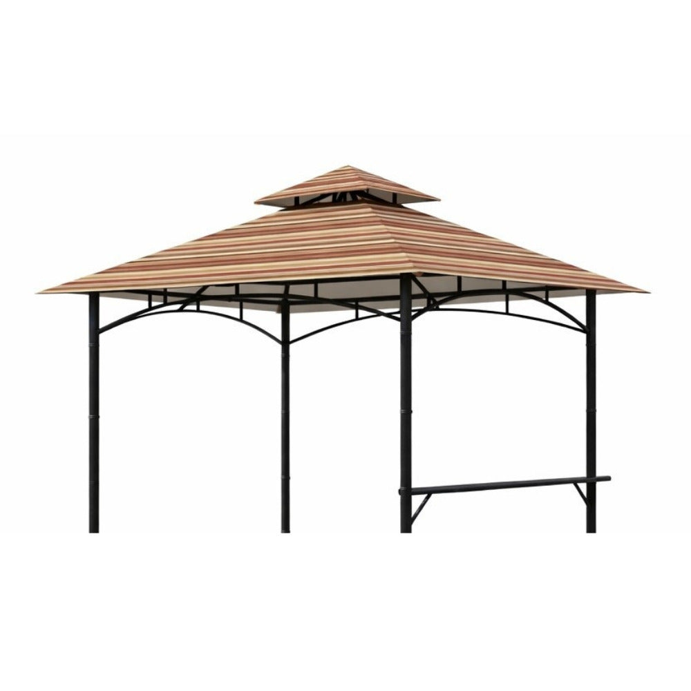 Replacement Canopy for Bamboo Look BBQ L-GZ238PST-11 Grill Gazebo - Stripe Canyon