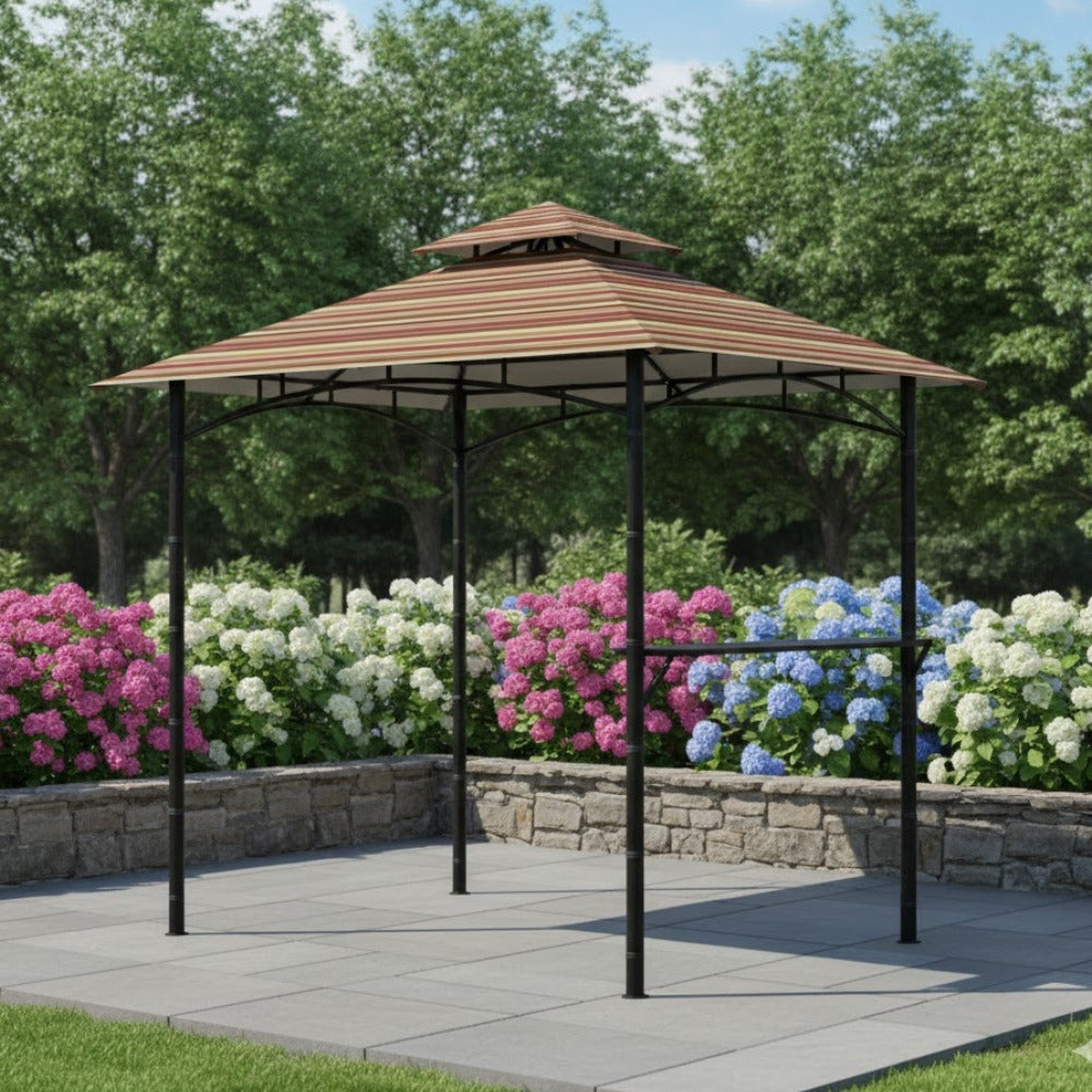 Replacement Canopy for Bamboo Look BBQ L-GZ238PST-11 Grill Gazebo - Stripe Canyon
