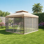 Replacement Canopy and Netting Set for Boscovs LG3204A 10' x 13' Gazebo - Beige, RipLock 350