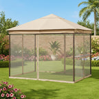 Replacement Canopy and Netting Set for Sonoma 2010 1004101 10' x 10' Gazebo - Beige, RipLock 350