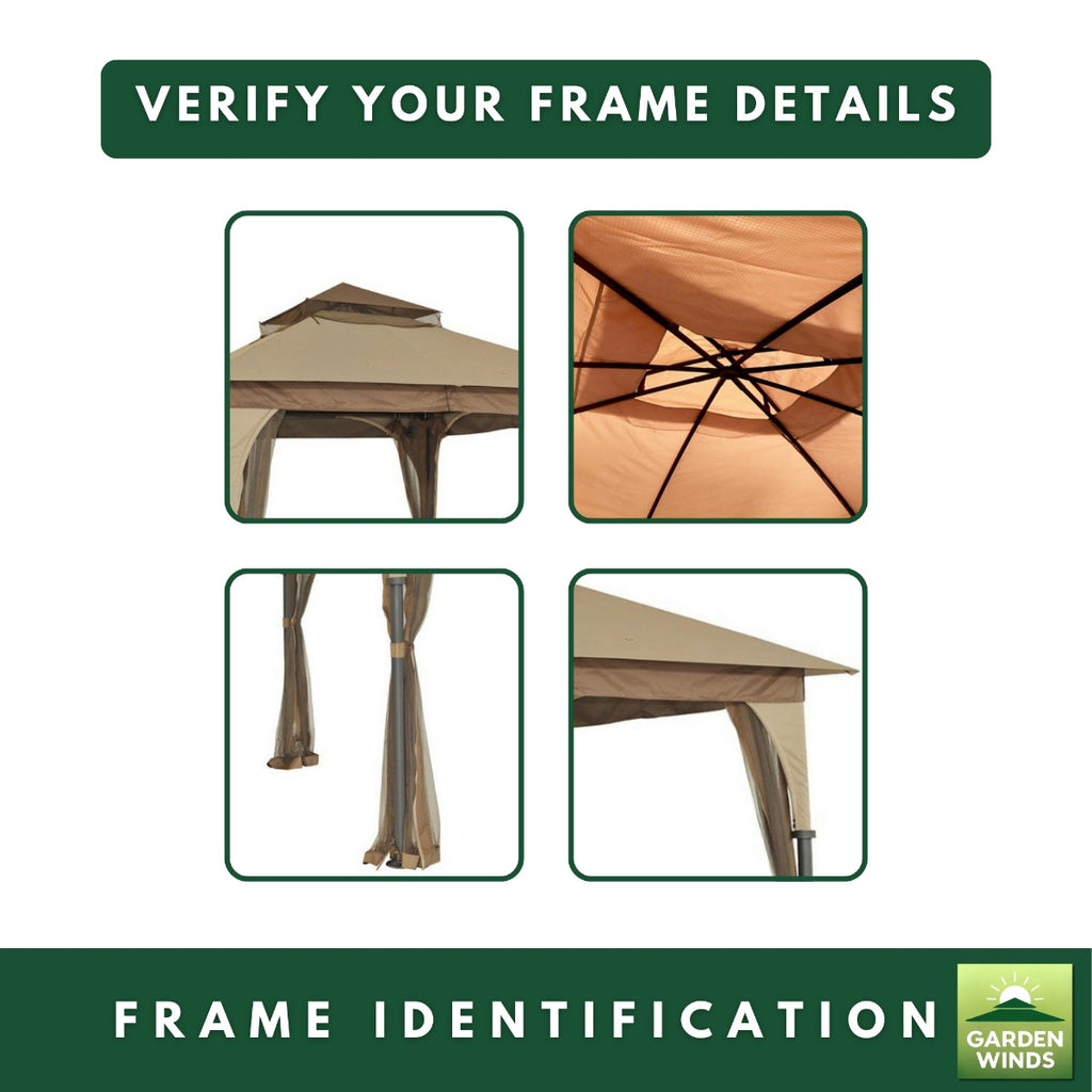 Replacement Canopy and Netting Set for Outdoor Patio L-GZ375PST-3 8' x 8' Gazebo - Beige, RipLock 350