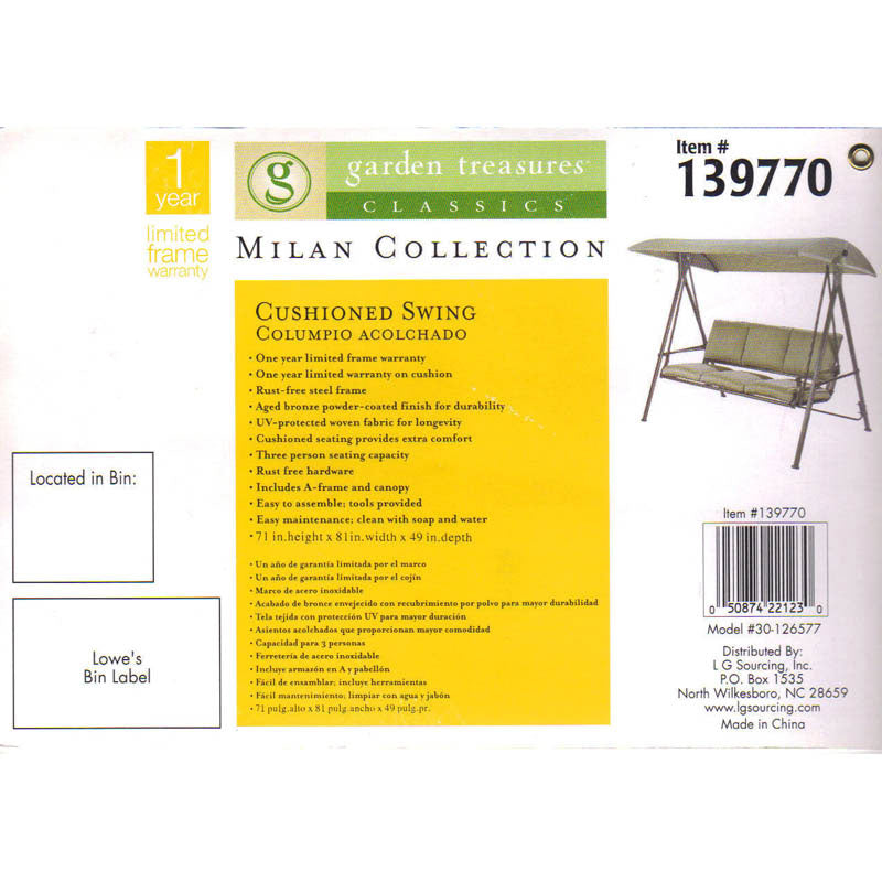 Lowes MILAN Collection Swing Replacement Canopy