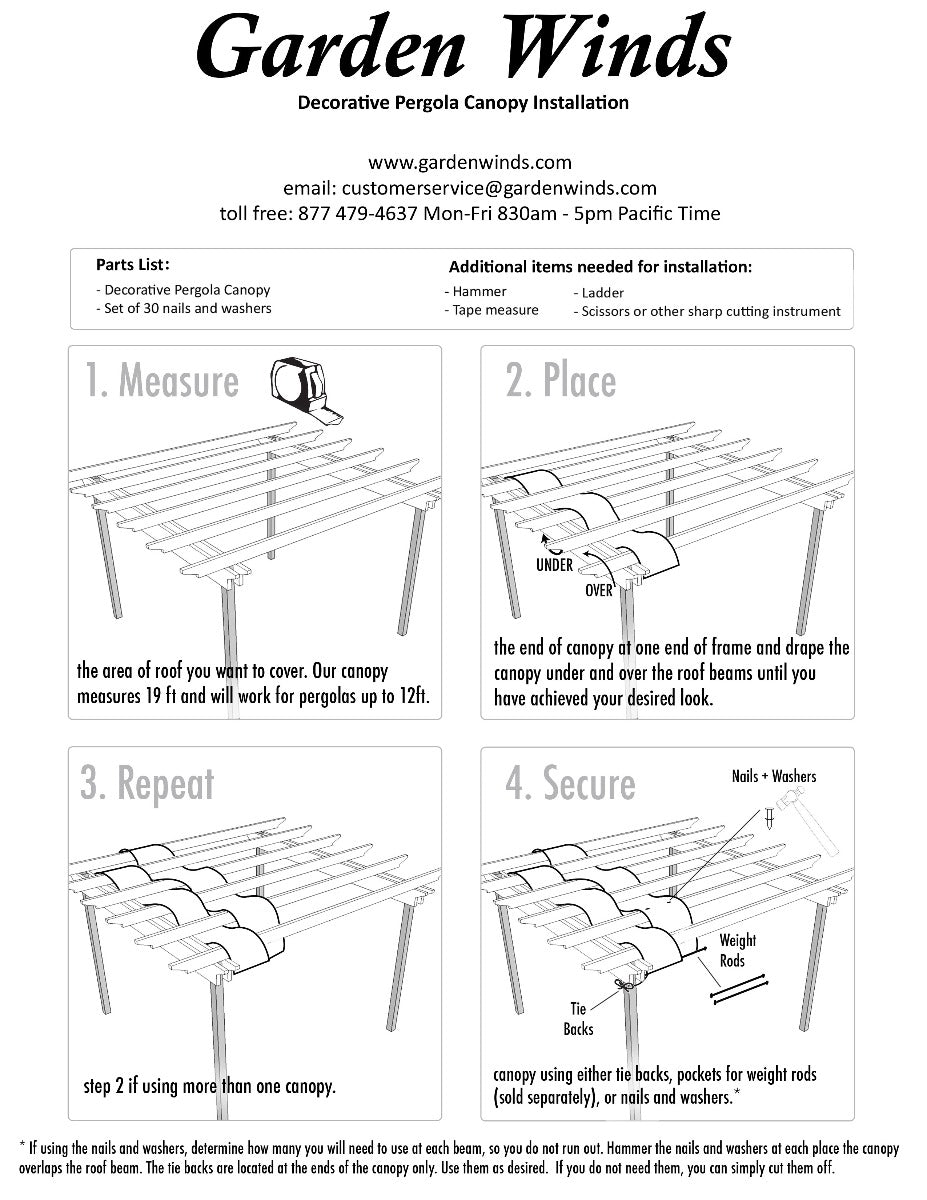 DIY Decorative Pergola Shade Canopy - Set of 2