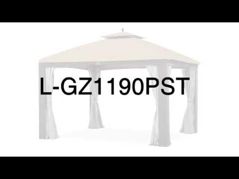 Replacement Canopy and Netting Set for Augusta L-GZ1190PST 10' x 12' Gazebo - Beige, Riplock 350