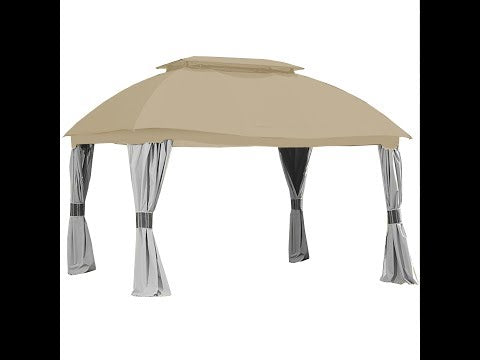 Replacement Canopy and Netting Set for Domed L-GZ822PCO 10'x13' Gazebo - Beige, RipLock 350