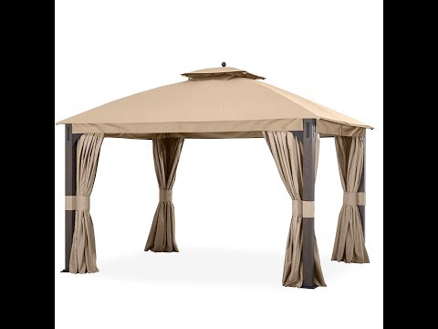 Replacement Canopy and Netting Set for Shadow Creek L-GZ1140PST 10' x 12' Gazebo - Beige, Riplock 350