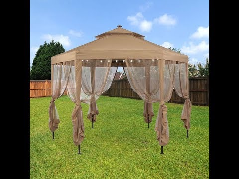 Replacement Canopy and Netting Set for Hexagon Solar GFS00679B 10' Gazebo - Beige, RipLock 350