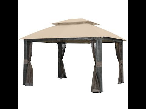 Replacement Canopy and Netting Set for Revella L-GZ806PST-A2 10' x 12' Gazebo - Beige, RipLock 350