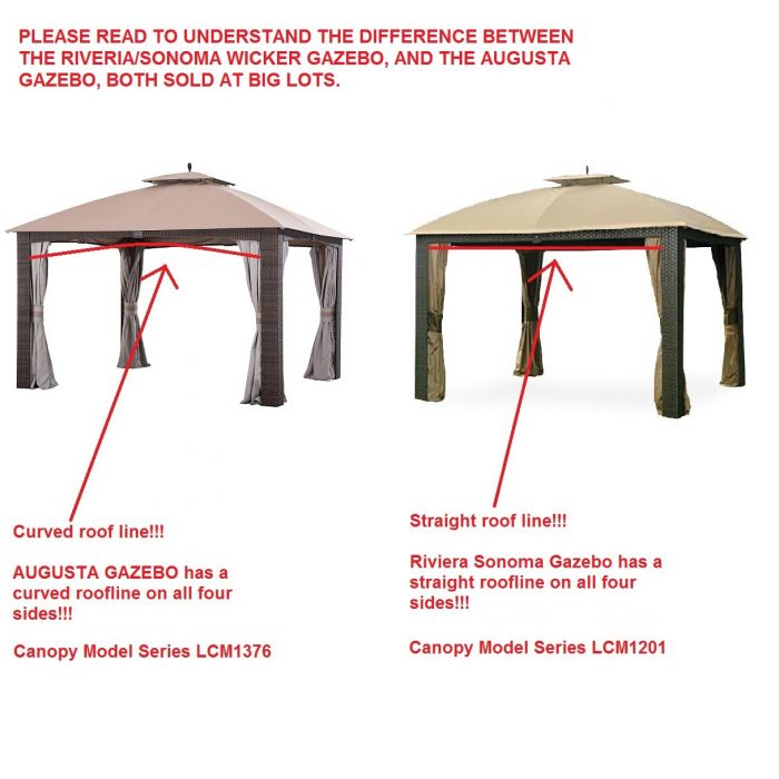 Replacement Canopy and Netting Set for Riviera Sonoma L-GZ815PST 10' x 12' Gazebo - Beige, RipLock 350