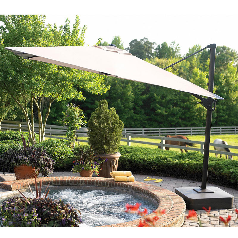 garden oasis 9 patio umbrella YJAF-013T 11.5 ft Steel Round Offset (Cantilever) round tables 9' Market Style Outdoor Umbrella