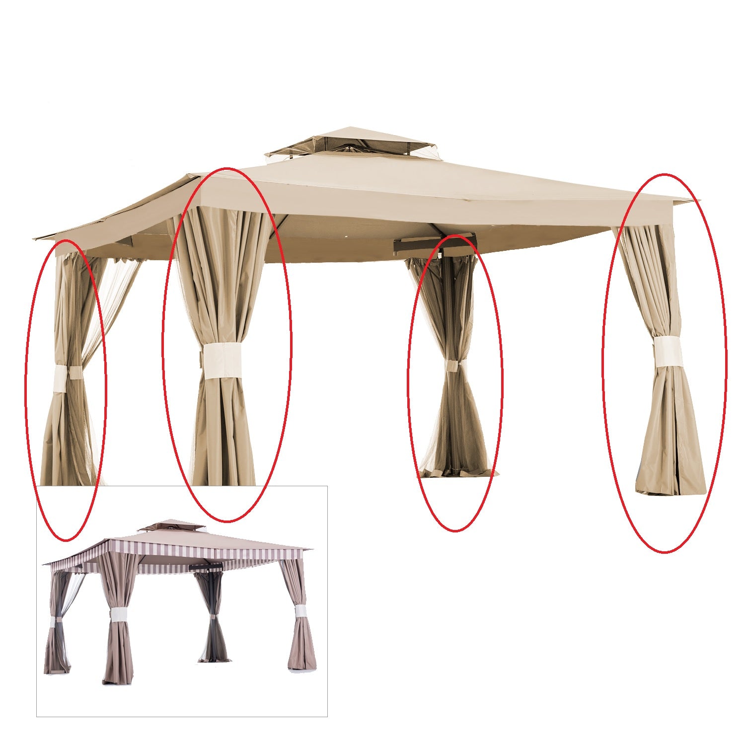 Privacy Curtain Set for BJs 2010 Living Home Gazebo - 350