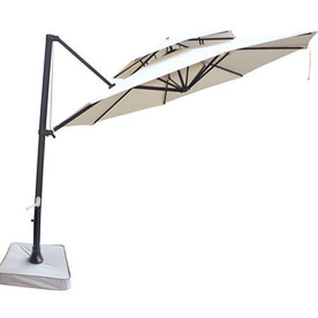 lowes patio umbrella offset Garden Winds Southern Two-Tiered Replacement Canopy Top Cover - WILL ONLY FIT MODEL NUMBER - UMB-473522 ICON - Airform MIPS size-21-5 Effortless Maintenance Color:Straight Silver Arm/39mm EVA Silver Cap