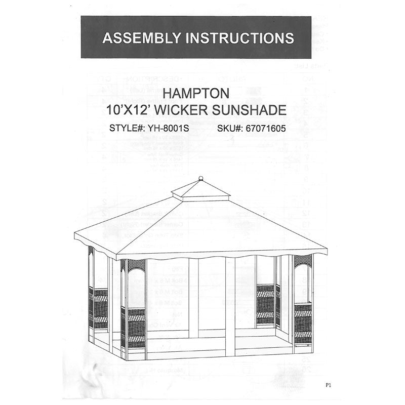 Replacement Canopy for Hampton Wicker Gazebo - 350